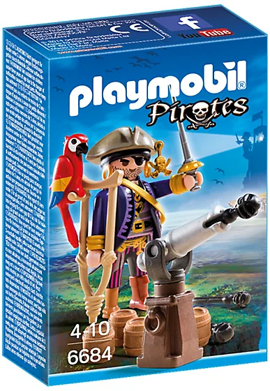 Playmobil Pirates 6684 Pirate Captain figure - pirates captain action figure product box front playmobil - pop toys